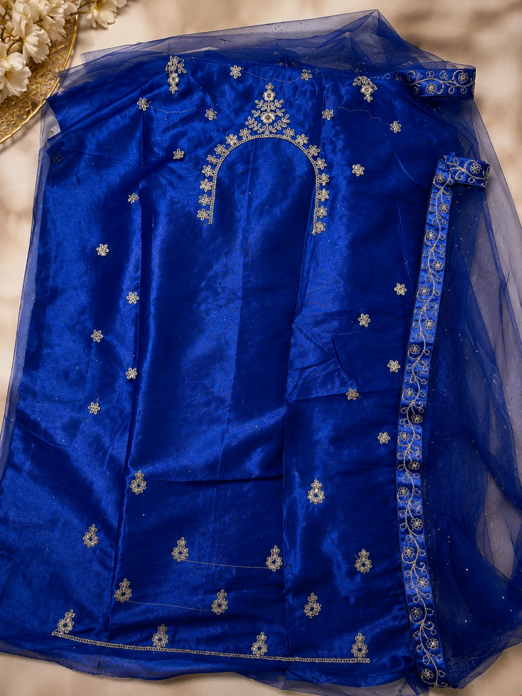 Lavender Embroidered Lehenga Set blouse Unstiched