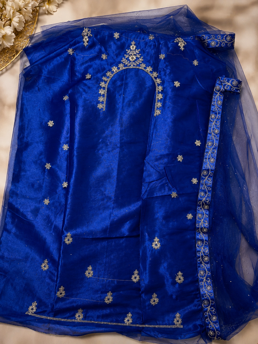 Lavender Embroidered Lehenga Set blouse Unstiched
