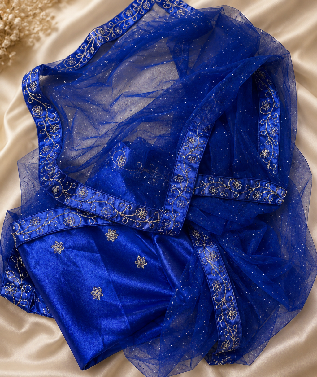 Lavender Embroidered Lehenga Set blouse Unstiched