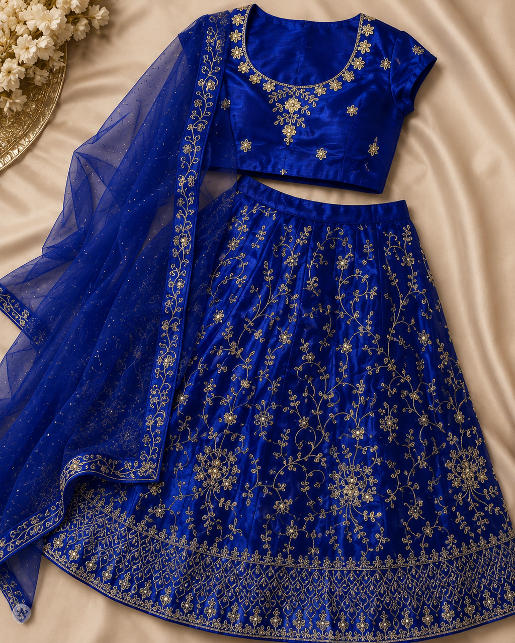 Lavender Embroidered Lehenga Set blouse Unstiched