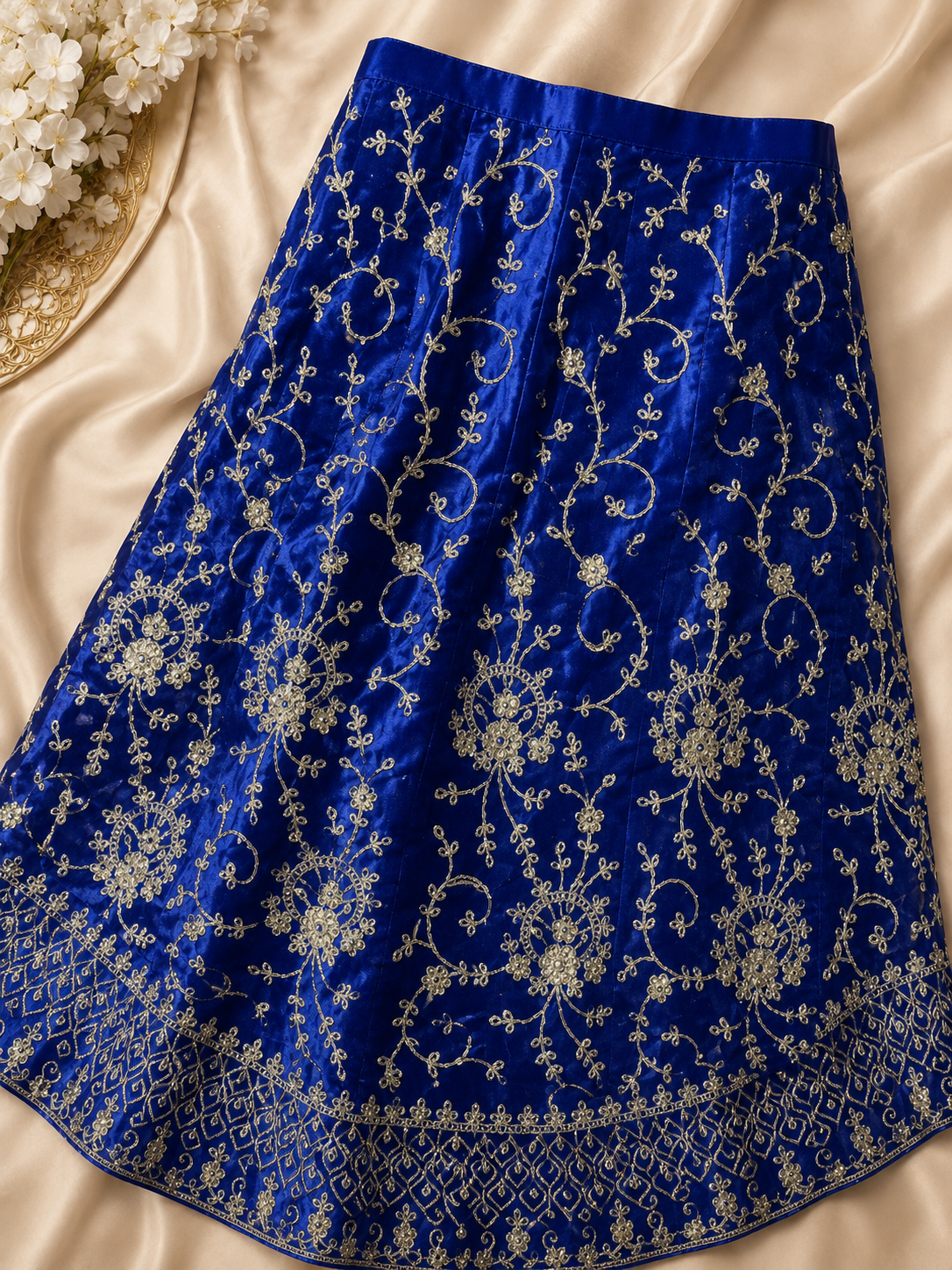 Lavender Embroidered Lehenga Set blouse Unstiched