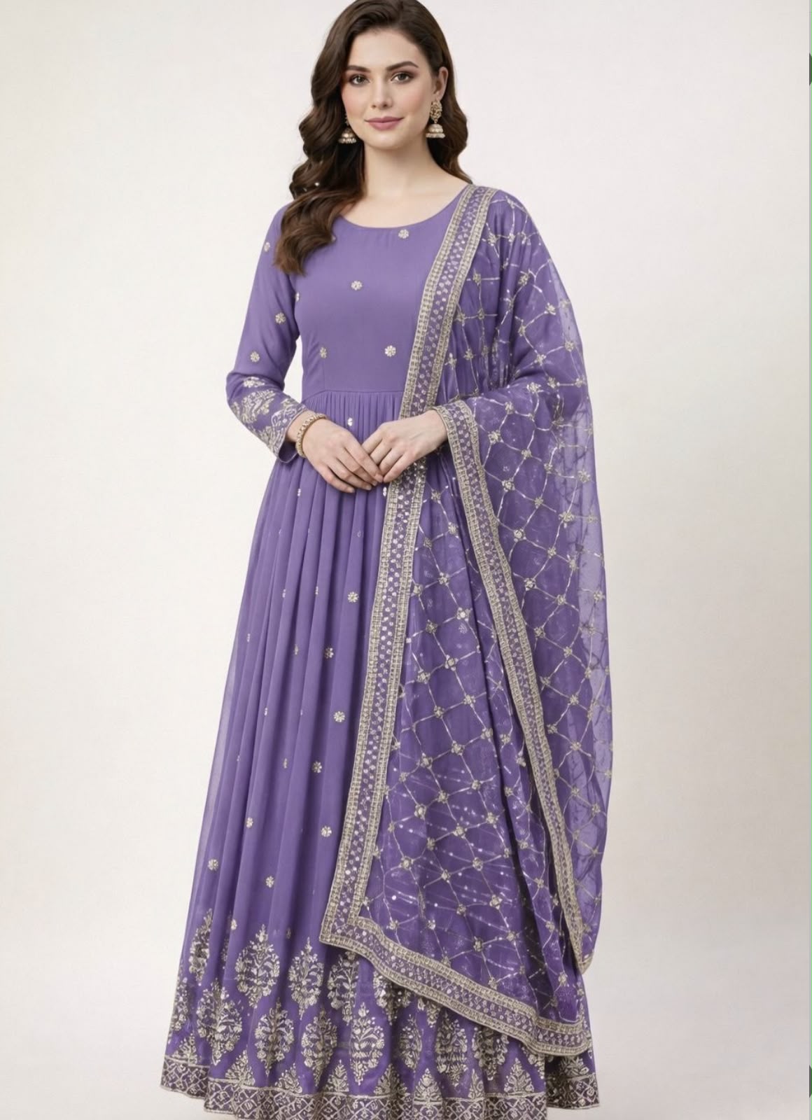 Elegant Embroidered Sequence Designer Anarkali XL