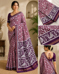 Tussar Silk Saree with Contrast Rich Pallu & Blouse