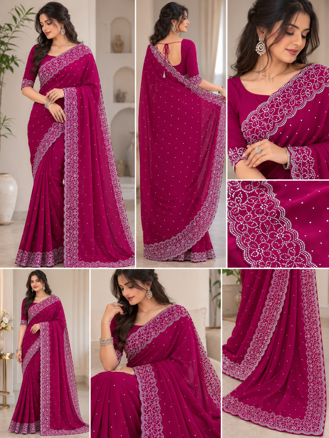 Magenta Pink Party Saree