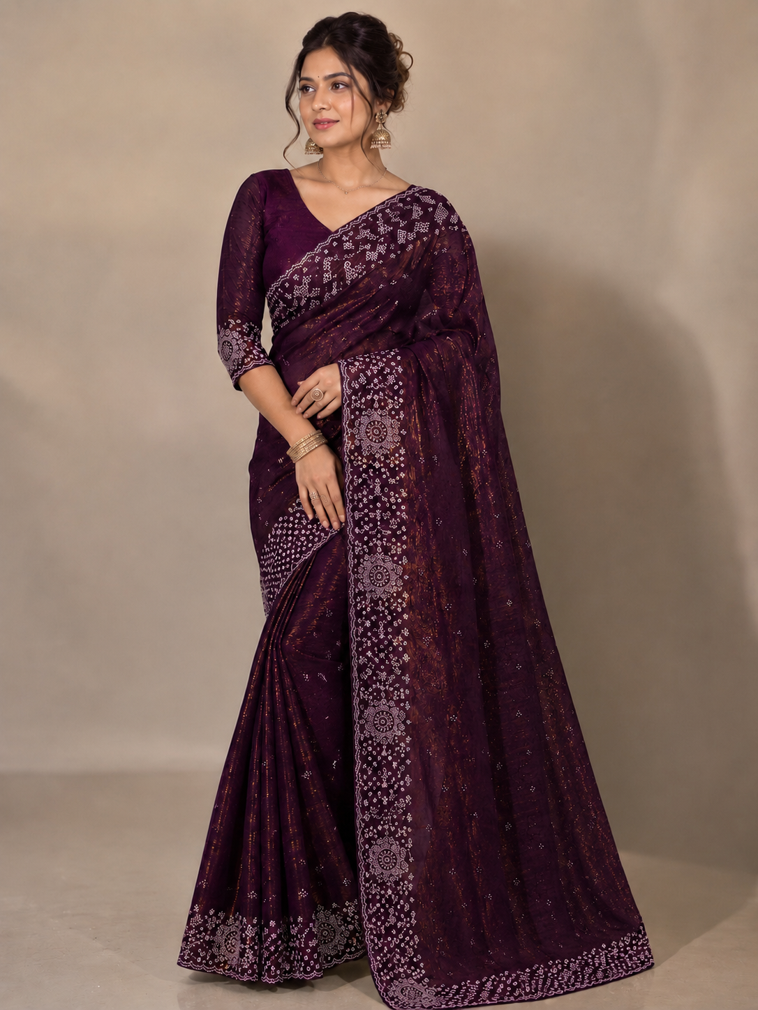 Wine Purple Party Saree