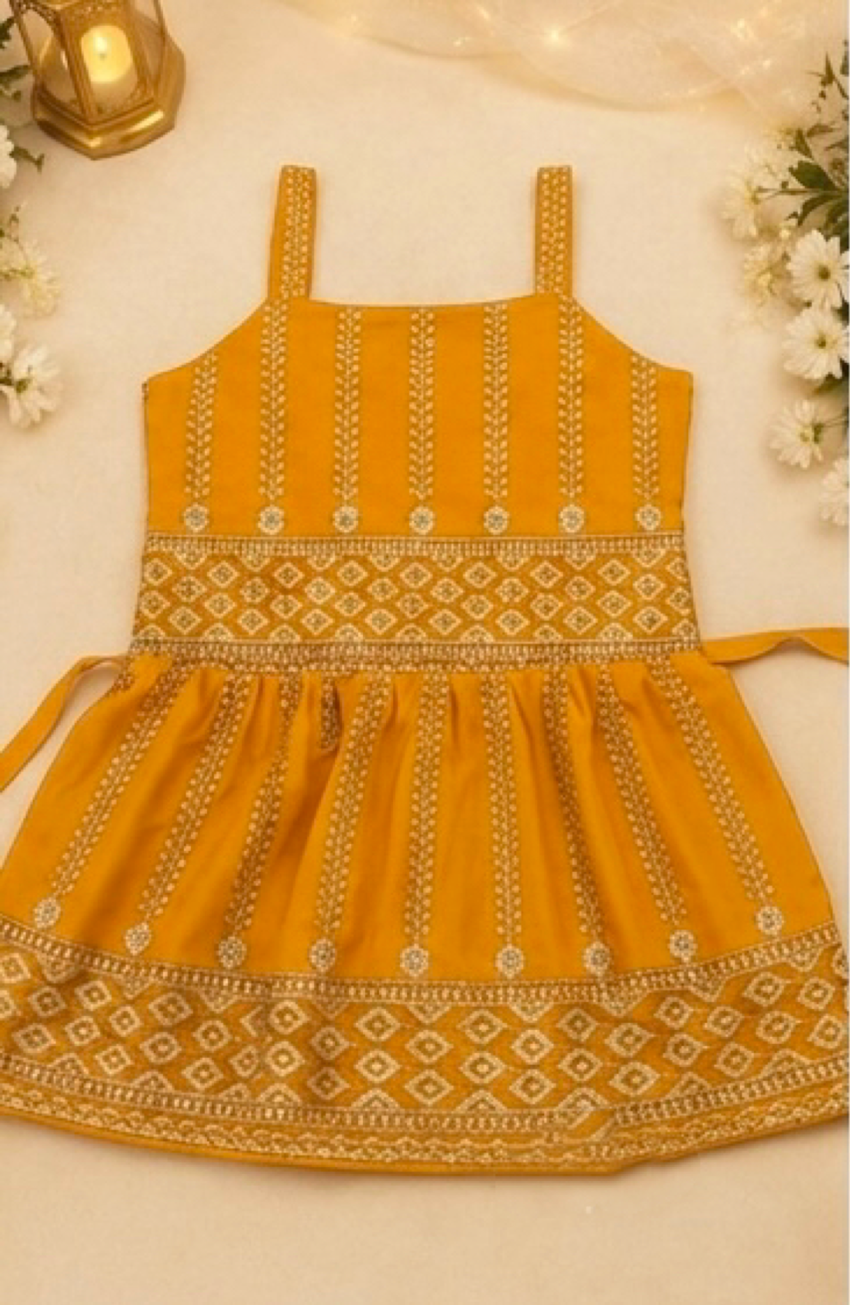 Girls kids dress Mustard Yellow Sharara Set