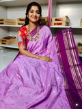 Pure Silk Saree Lavender & Purple – Silver Zari Buttas