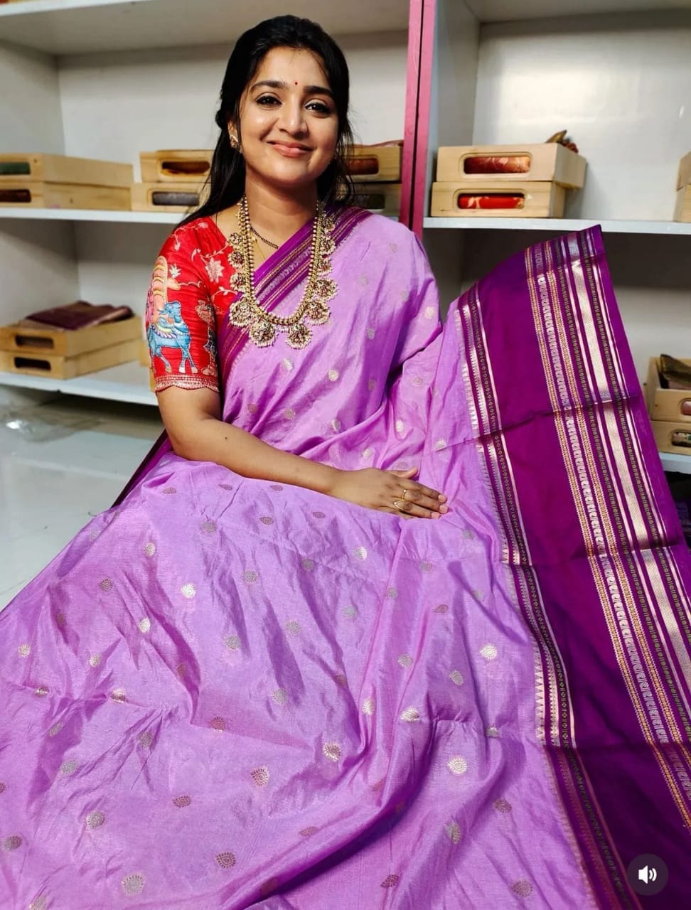 Pure Silk Saree Lavender & Purple – Silver Zari Buttas