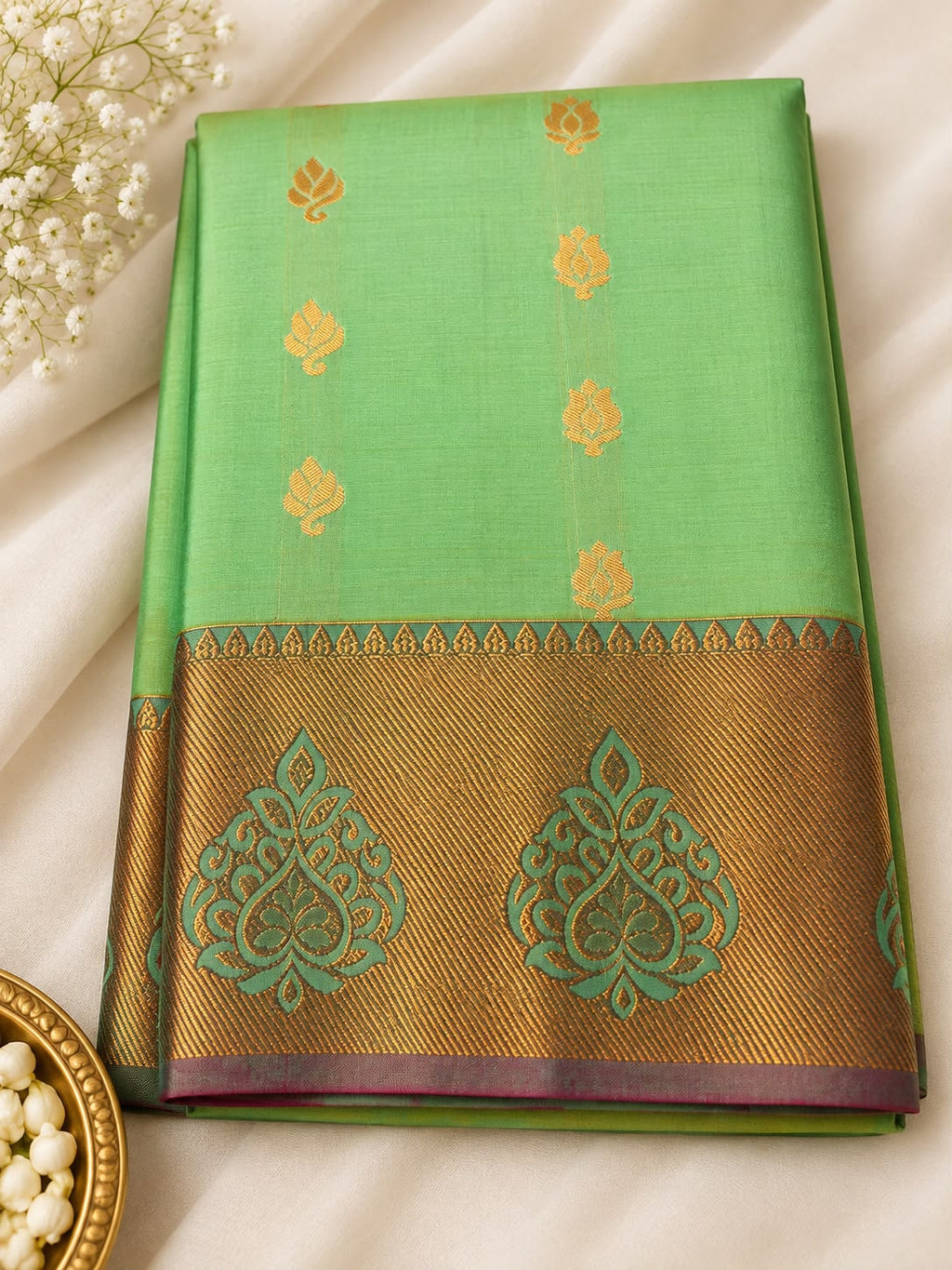 Silk Saree – Pink & Magenta with Gold Zari Border