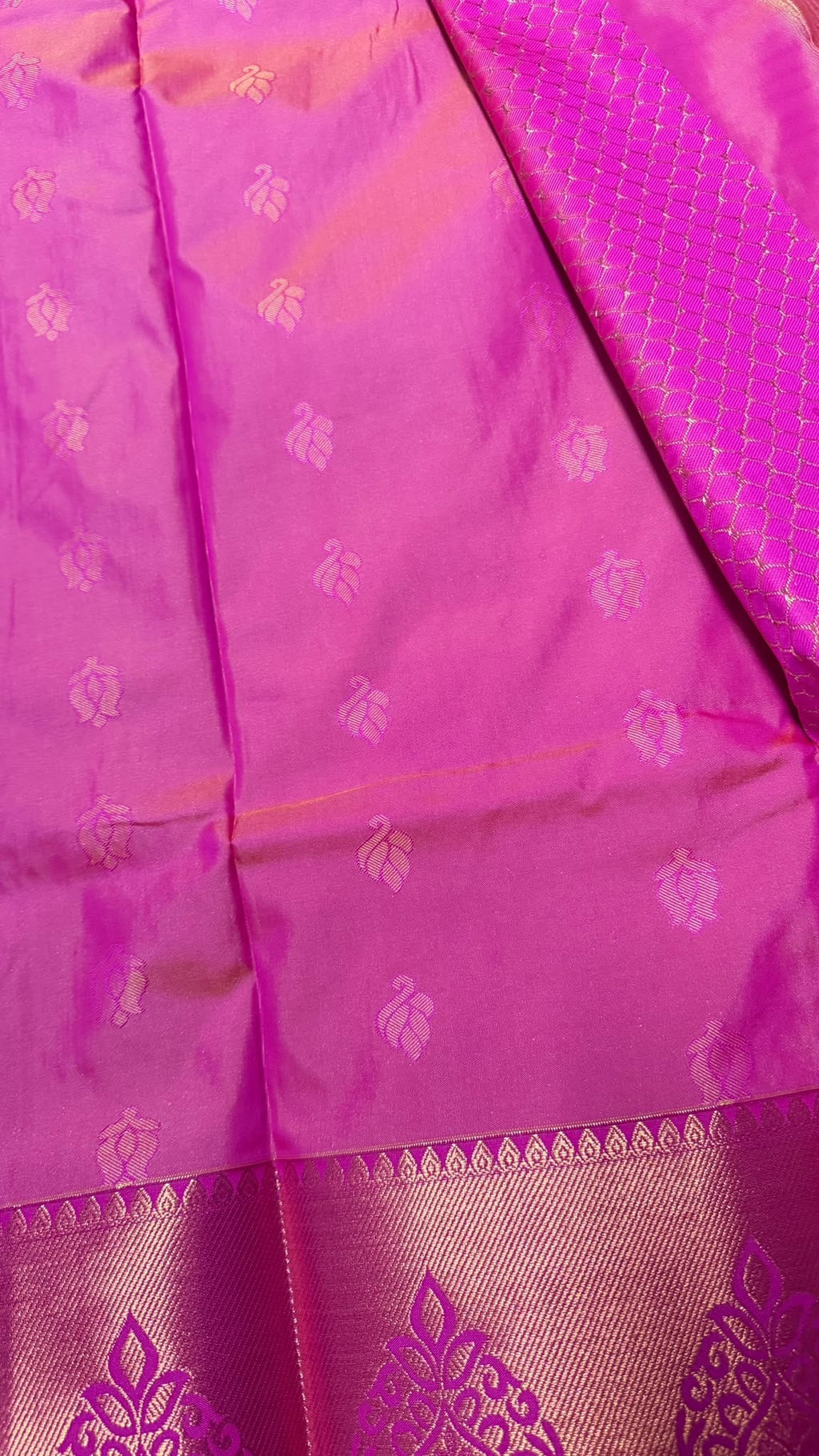Silk Saree – Pink & Magenta with Gold Zari Border