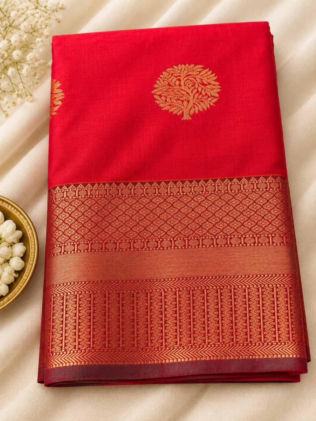 Silk Saree – Teal with Gold Zari Pallu