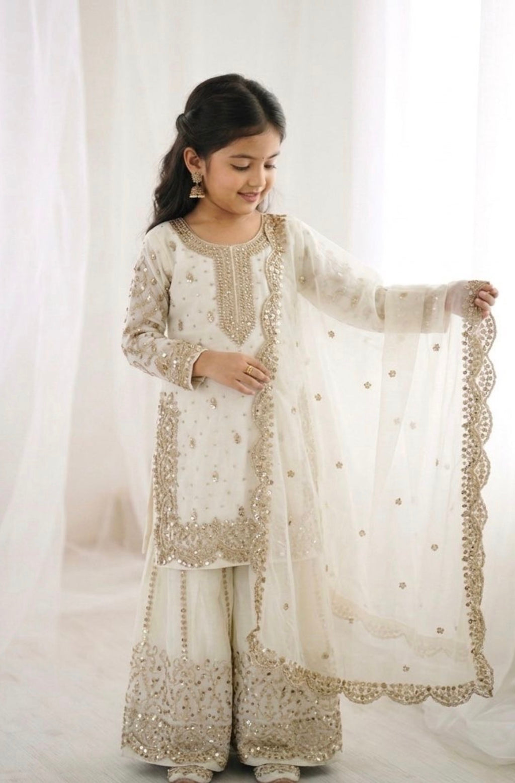 Witte Sharara set voor meisjes