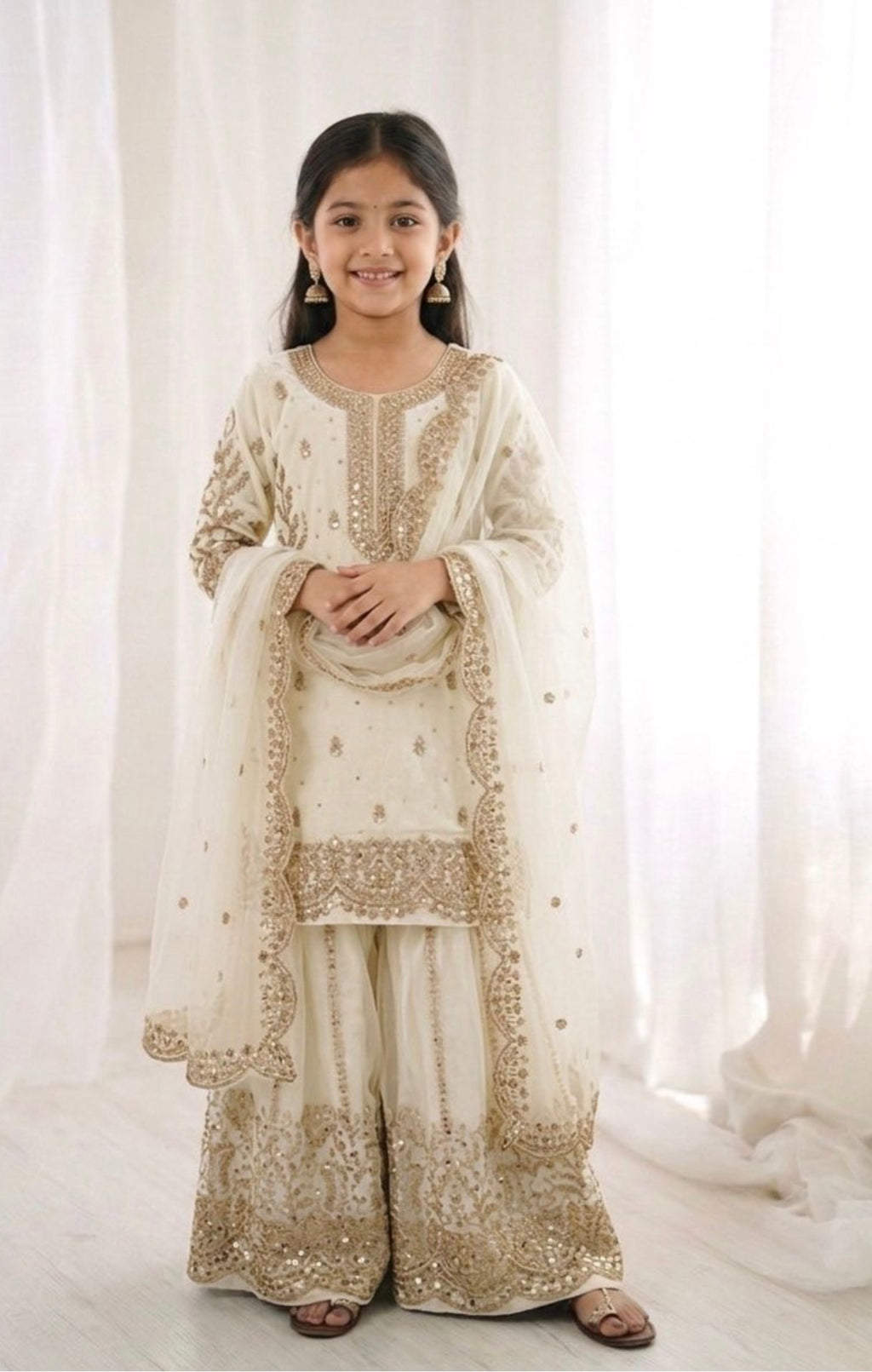 Witte Sharara set voor meisjes