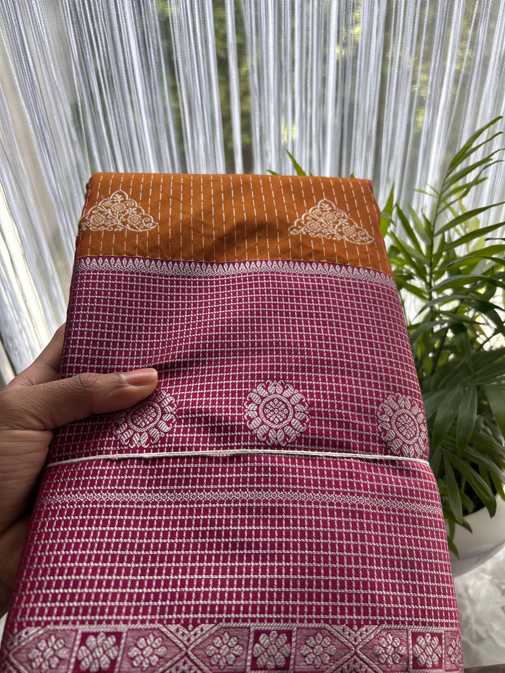 Kanjivaram Silk Saree – Burgundy & Gold