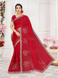 Pinker Saree mit dekorativer Bordüre