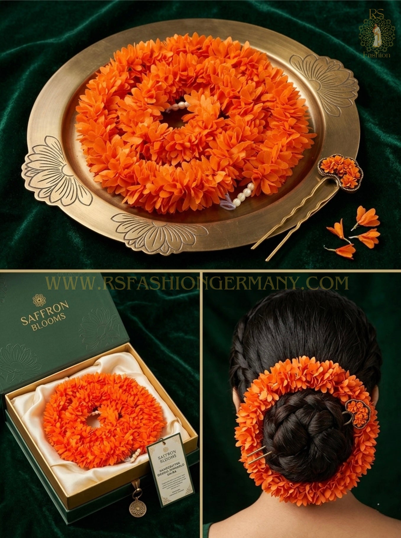 Saffron Blooms - Oranje bloemenkrans (Gajra) 90 cm