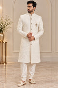 Ivory Embellished Sherwani – Size L