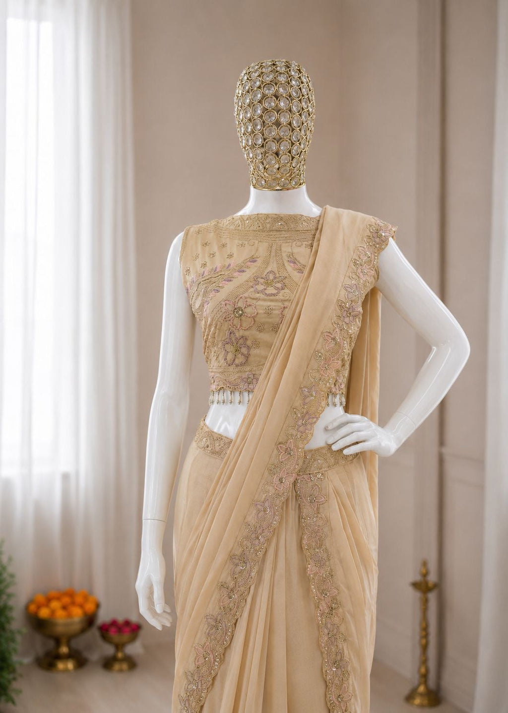 One Minute Saree , free size (Fully Stitched)