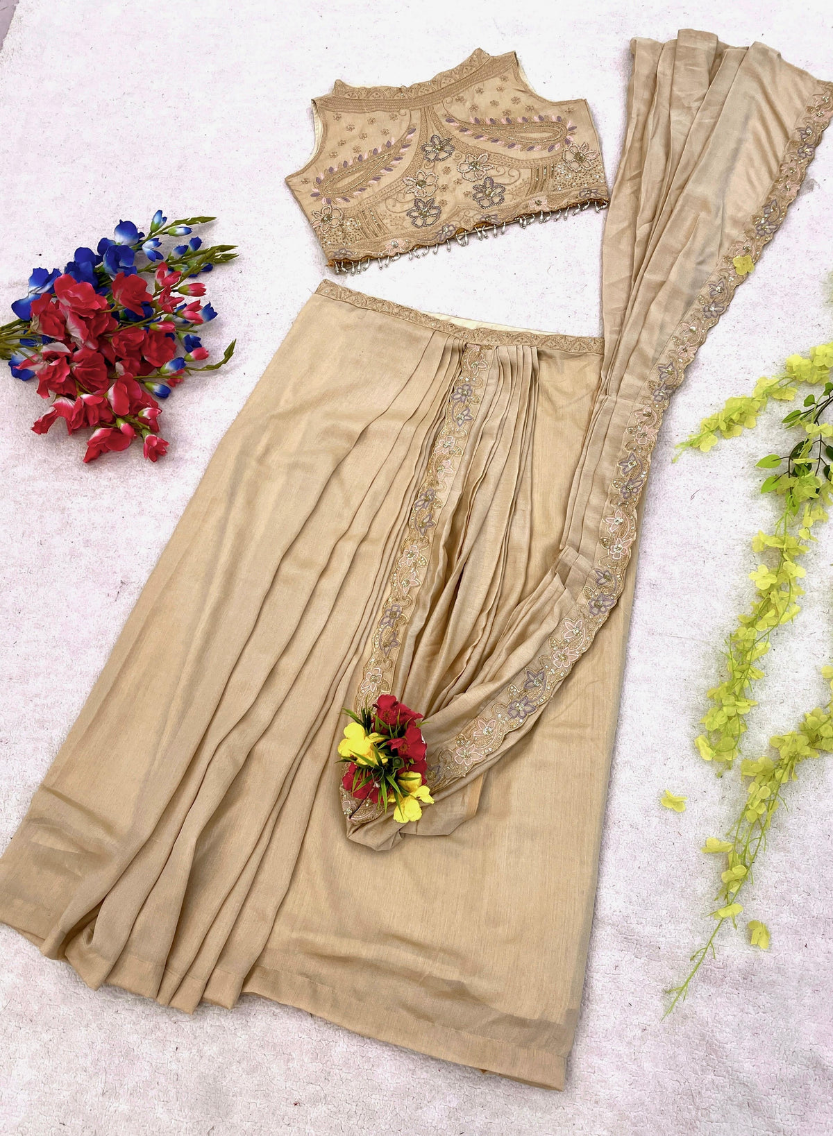 One Minute Saree , free size (Fully Stitched)