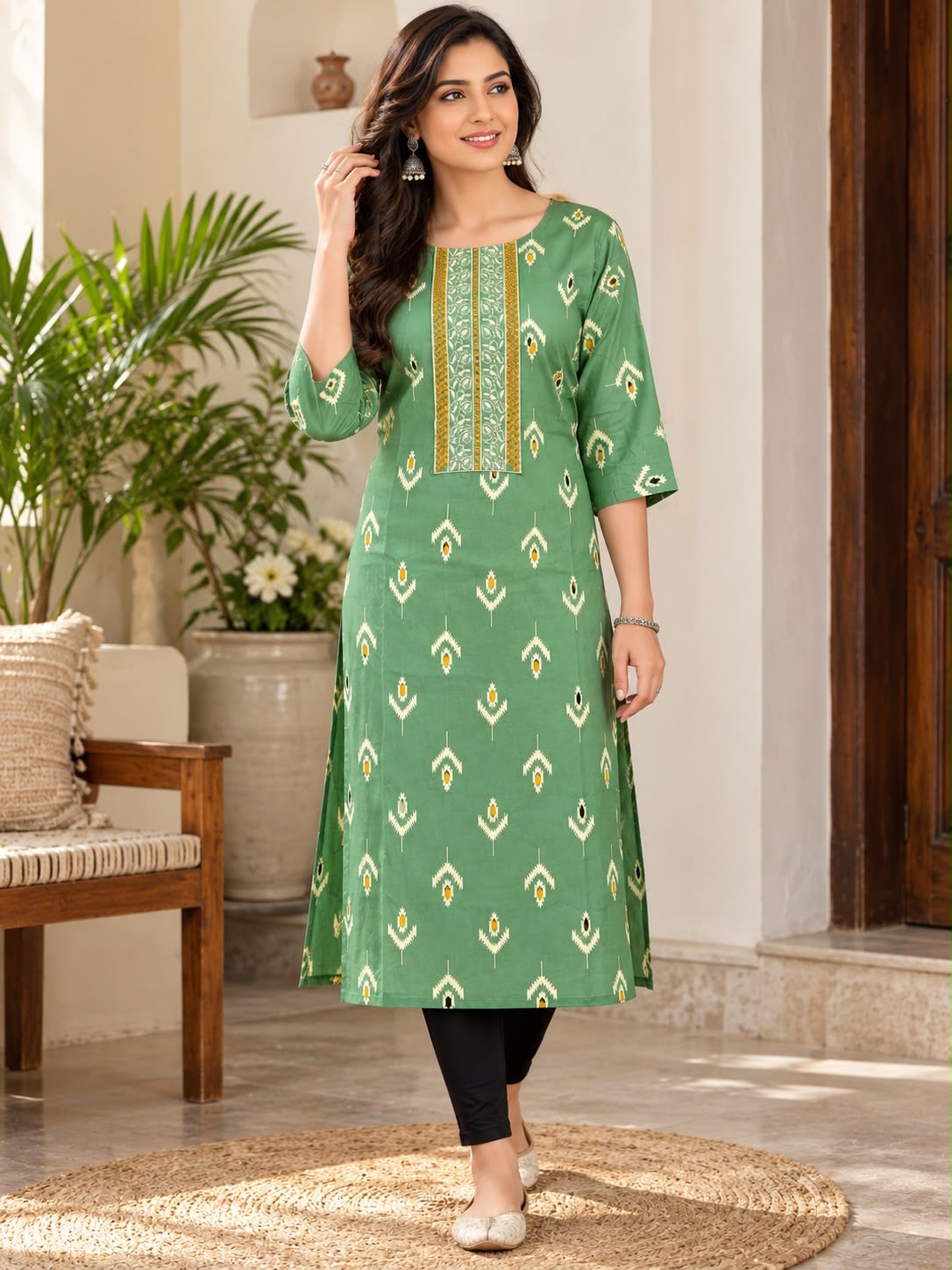 Green Printed Kurta – XL