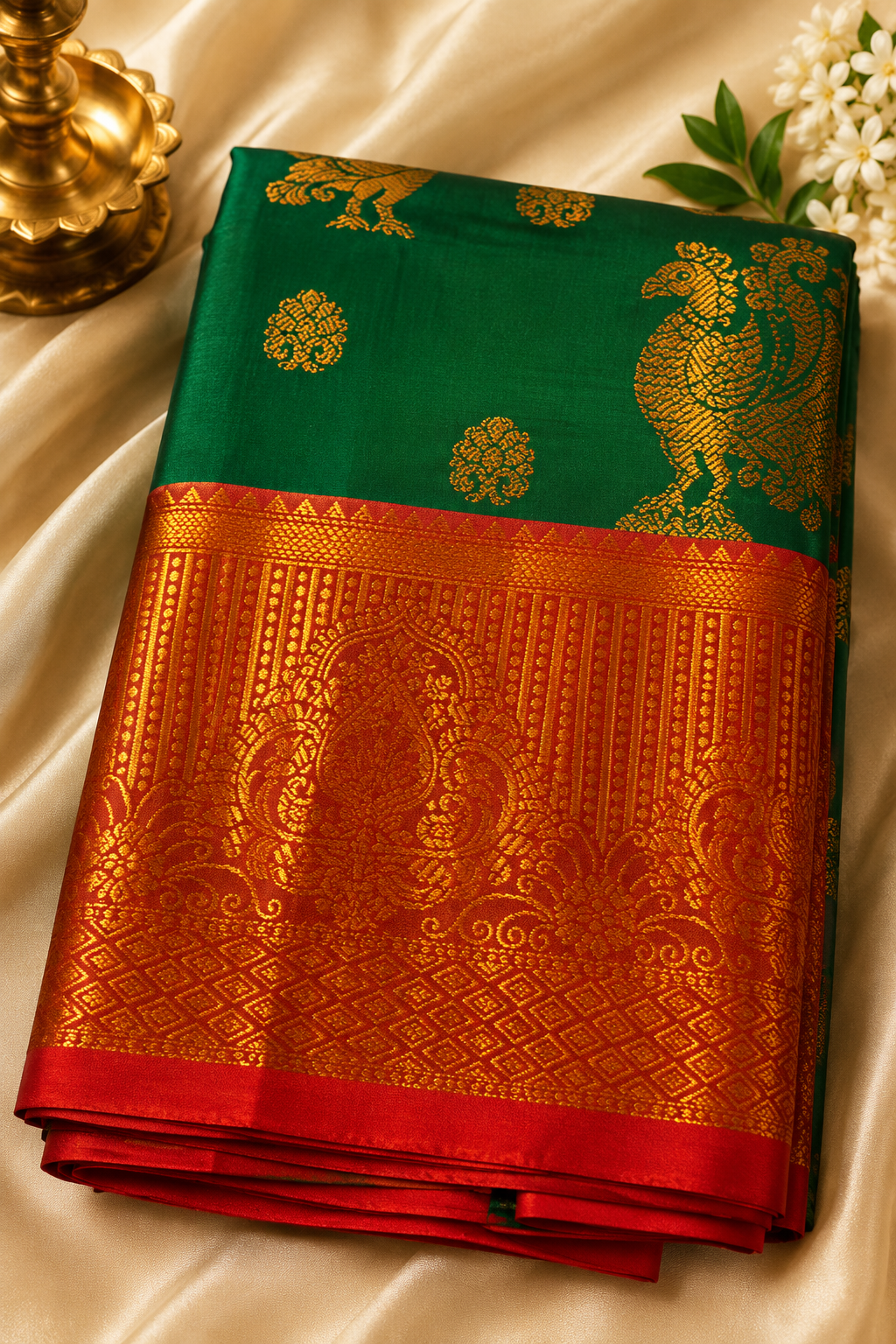 Kanjivaram Silk Saree – Peacock Butta