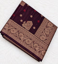 Banarasi Silk Saree – Dark Wine & Gold