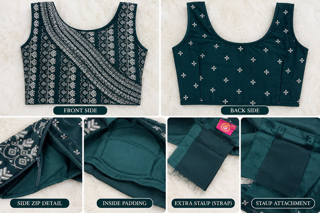 Dark Teal Embellished Lehenga Set – XXL Ready made