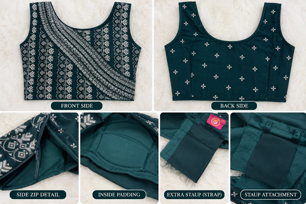 Dark Teal Embellished Lehenga Set – XXL Ready made