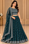 Dark Teal Embellished Lehenga Set – XXL Ready made