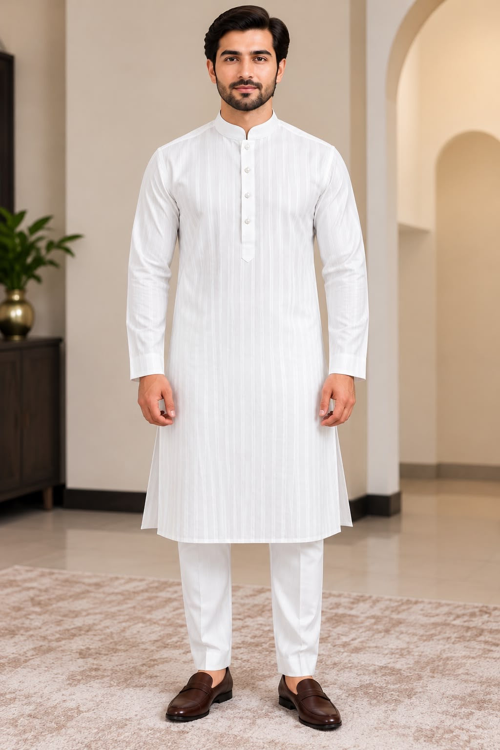 White Men's Kurta – Size 42