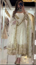 Anarkali Set White Gold