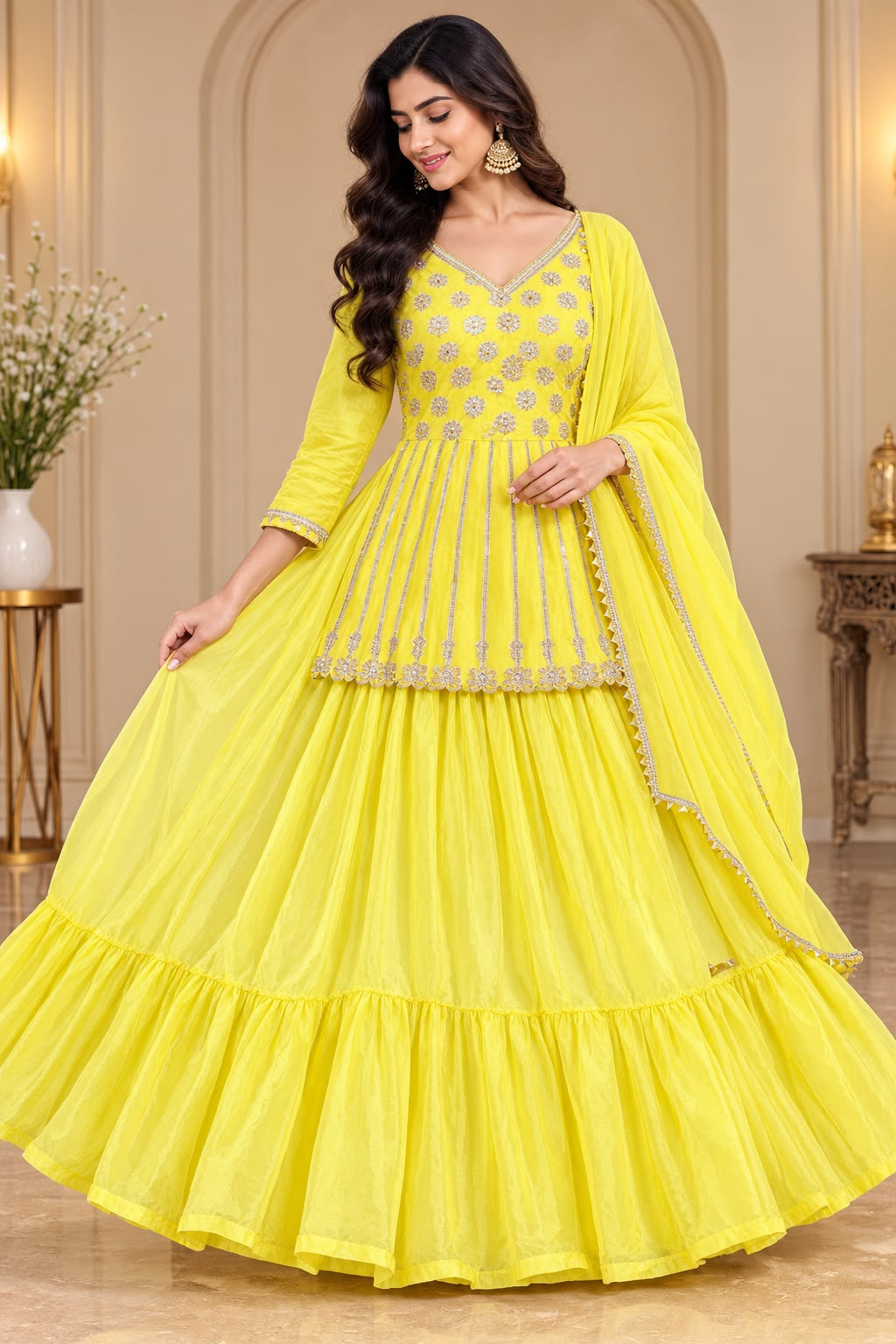 Yellow Embellished Lehenga Set – Size M