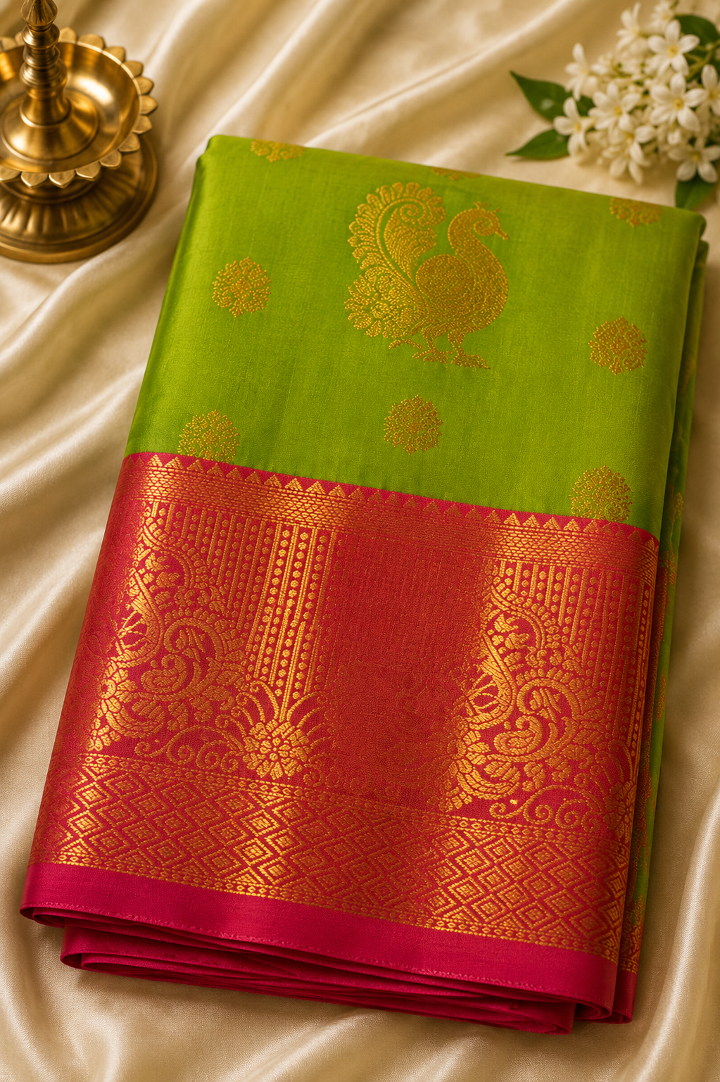 Kanjivaram Silk Saree – Peacock Butta