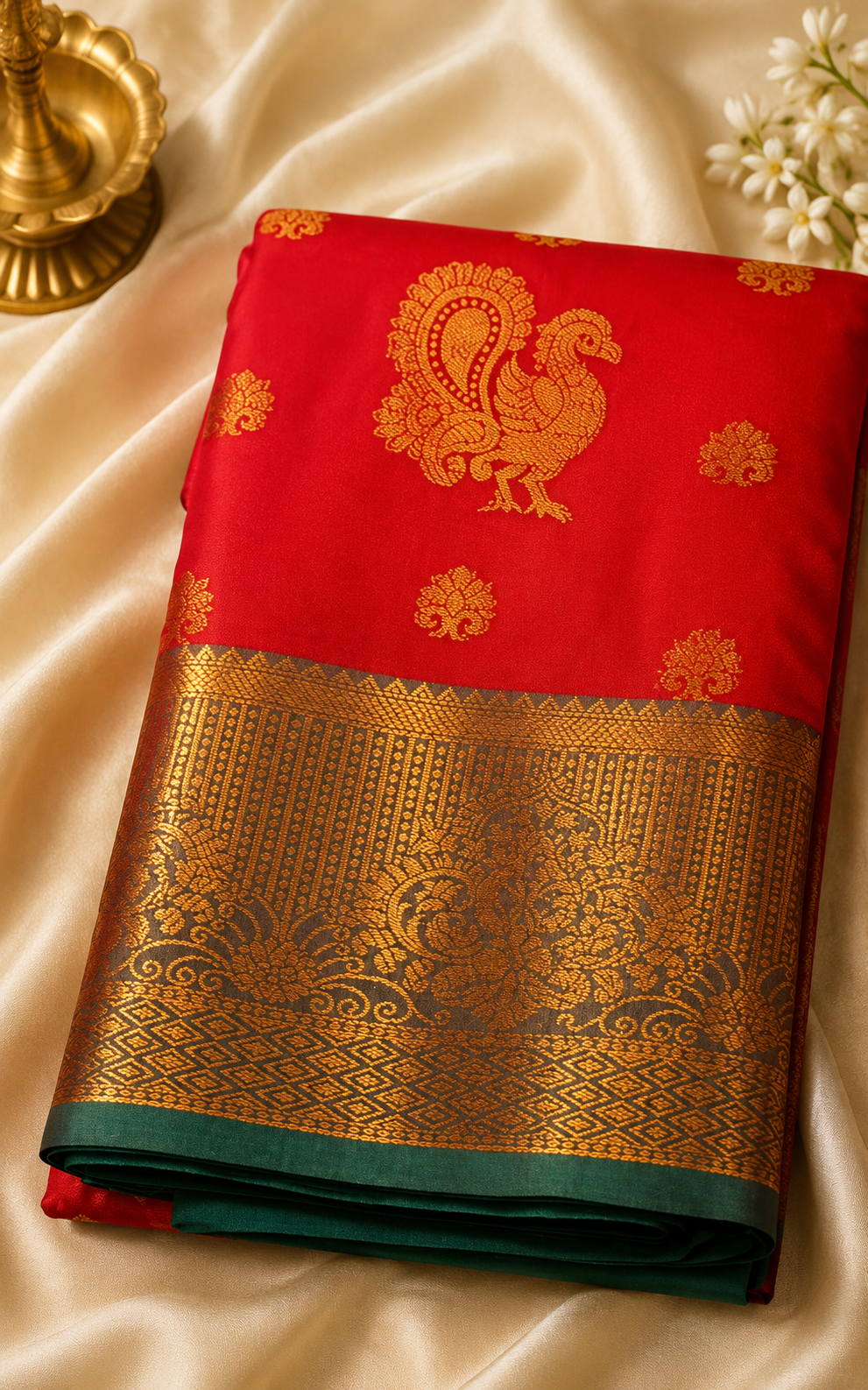 Kanjivaram Silk Saree – Peacock Butta